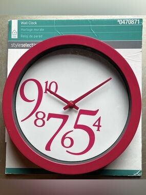 Style Selections Pink Wall Clock 10” Abstract Dropped Numbers Modern Decor
